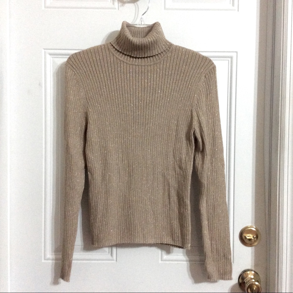 LIKE NEW The Limited Gold Metallic Turtleneck Sz M